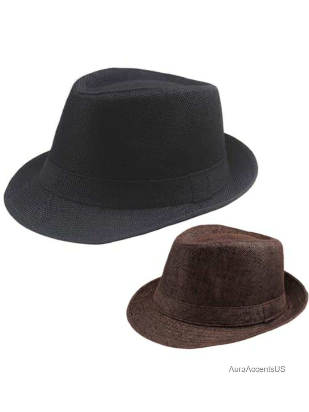 2 Pack Classic Fedora Hats Polyester Short Brim Panama Unisex Dress